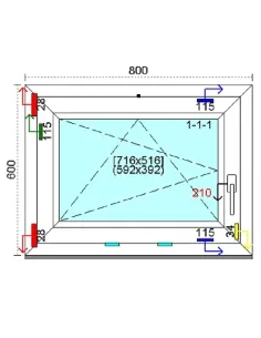 Okno PCV 80x60 cm Rozwierno-Uchylne Trzyszybowe Kömmerling 88 MD 2