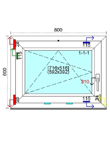 Okno PCV 80x60 cm Rozwierno-Uchylne Trzyszybowe Kömmerling 88 MD