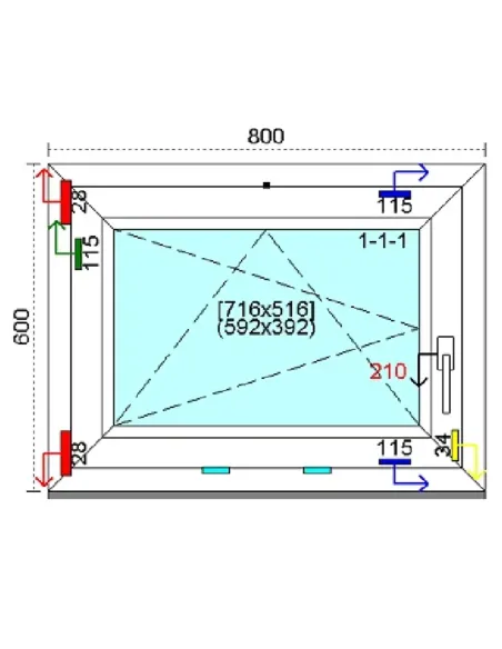 Okno PCV 80x60 cm Rozwierno-Uchylne Trzyszybowe Kömmerling 88 MD