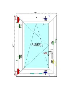 Okno PCV 60x90 cm Rozwierno-Uchylne Trzyszybowe Kömmerling 88 MD 2