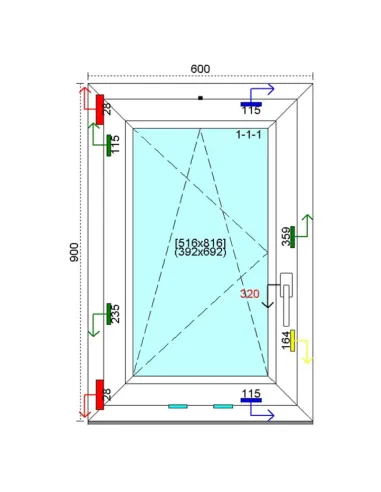 Okno PCV 60x90 cm Rozwierno-Uchylne Trzyszybowe Kömmerling 88 MD