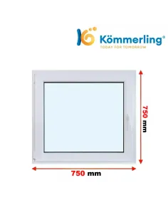 Okno PCV 75x75 cm Rozwierno-Uchylne Trzyszybowe Kömmerling 88 MD