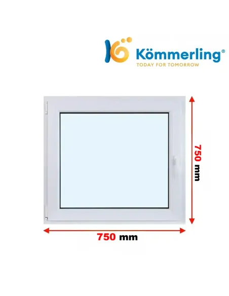 Okno PCV 75x75 cm Rozwierno-Uchylne Trzyszybowe Kömmerling 88 MD