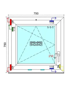 Okno PCV 75x75 cm Rozwierno-Uchylne Trzyszybowe Kömmerling 88 MD 2