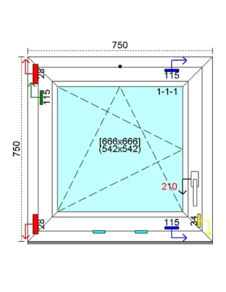 Okno PCV 75x75 cm Rozwierno-Uchylne Trzyszybowe Kömmerling 88 MD