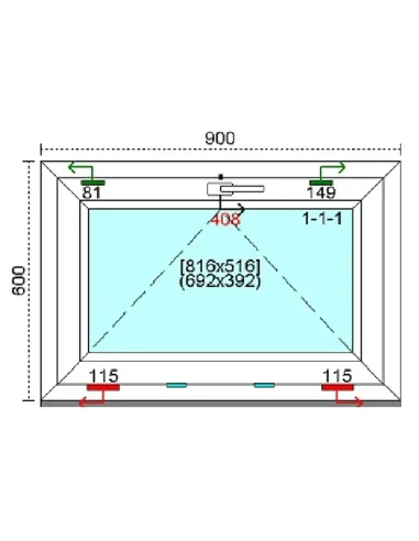 Okno PCV 90x60 cm Uchylne Trzyszybowe Kömmerling 88 MD