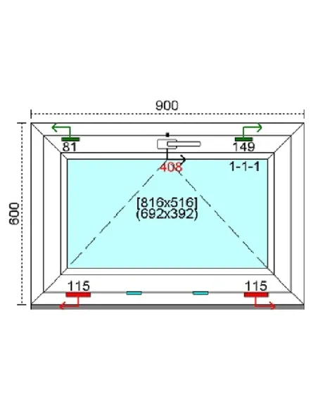 Okno PCV 90x60 cm Uchylne Trzyszybowe Kömmerling 88 MD
