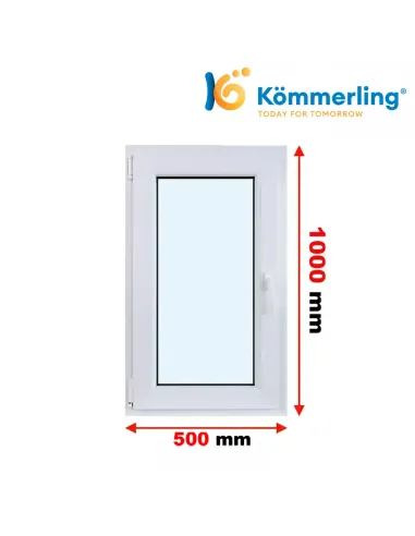 Okno PCV 50x100 cm Rozwierno-Uchylne Trzyszybowe Kömmerling 88 MD
