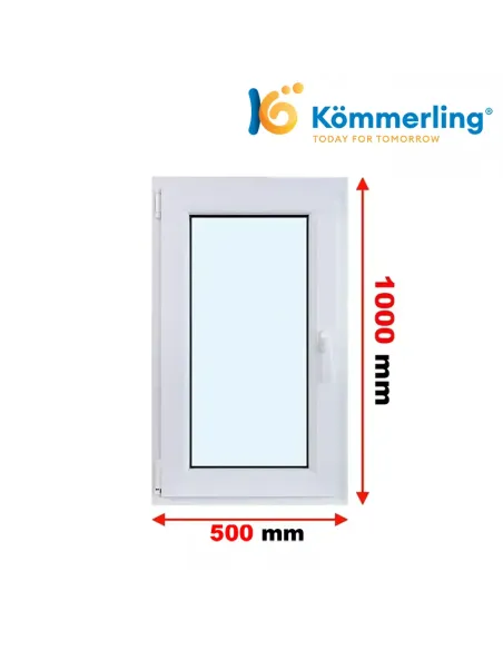 Okno PCV 50x100 cm Rozwierno-Uchylne Trzyszybowe Kömmerling 88 MD