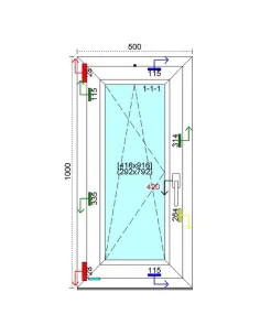 Okno PCV 50x100 cm Rozwierno-Uchylne Trzyszybowe Kömmerling 88 MD 2