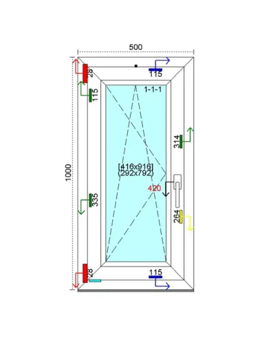 Okno PCV 50x100 cm Rozwierno-Uchylne Trzyszybowe Kömmerling 88 MD