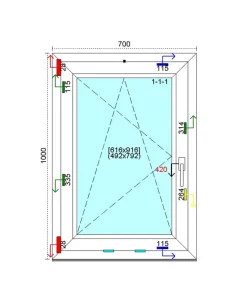 Okno PCV 70x100 cm Rozwierno-Uchylne Trzyszybowe Kömmerling 88 MD 2