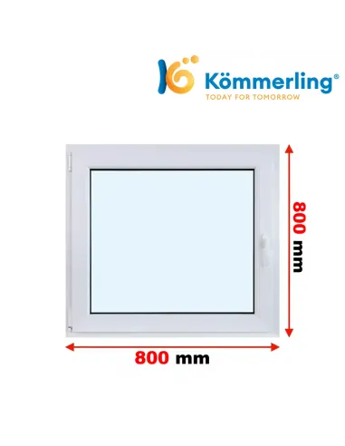 Okno PCV 80x80 cm Rozwierno-Uchylne Trzyszybowe Kömmerling 88 MD