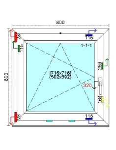 Okno PCV 80x80 cm Rozwierno-Uchylne Trzyszybowe Kömmerling 88 MD 2