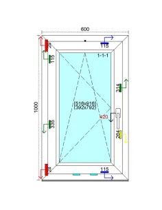 Okno PCV 60x100 cm Rozwierno-Uchylne Trzyszybowe Kömmerling 88 MD 2