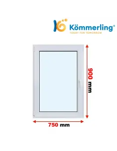 Okno PCV 75x90 cm Rozwierno-Uchylne Trzyszybowe Kömmerling 88 MD