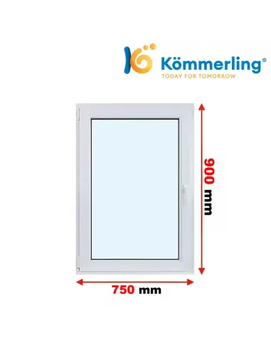 Okno PCV 75x90 cm Rozwierno-Uchylne Trzyszybowe Kömmerling 88 MD