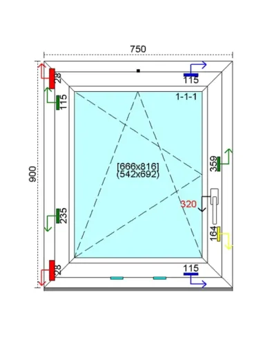 Okno PCV 75x90 cm Rozwierno-Uchylne Trzyszybowe Kömmerling 88 MD