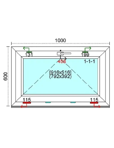 Okno PCV 100x60 cm Uchylne Trzyszybowe Kömmerling 88 MD