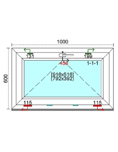 Okno PCV 100x60 cm Uchylne Trzyszybowe Kömmerling 88 MD