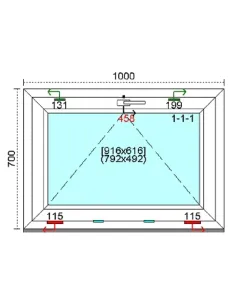 Okno PCV 100x70 cm Uchylne Trzyszybowe Kömmerling 88 MD 2