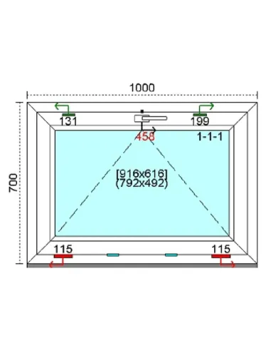 Okno PCV 100x70 cm Uchylne Trzyszybowe Kömmerling 88 MD