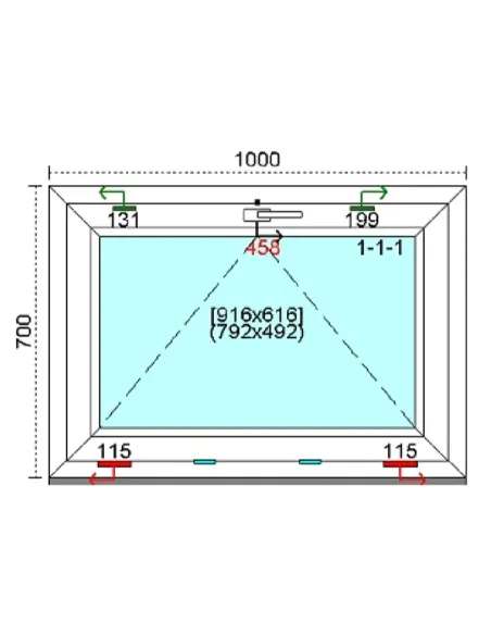 Okno PCV 100x70 cm Uchylne Trzyszybowe Kömmerling 88 MD