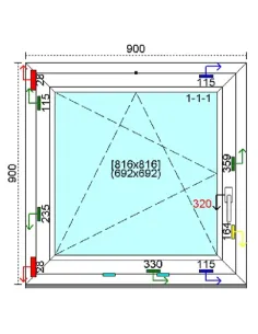 Okno PCV 90x90 cm Rozwierno-Uchylne Trzyszybowe Kömmerling 88 MD 2