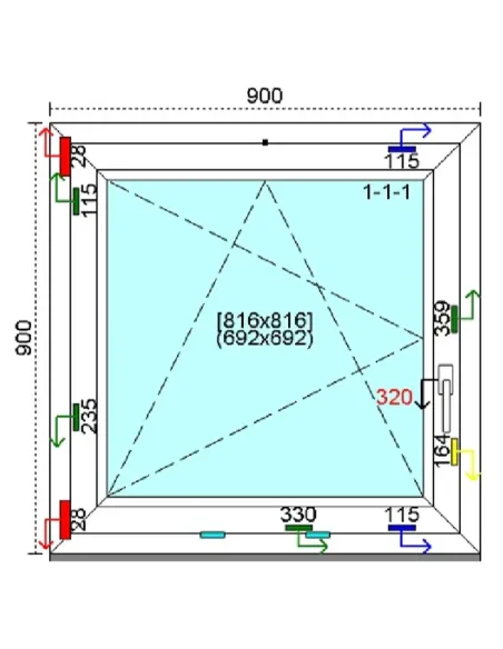 Okno PCV 90x90 cm Rozwierno-Uchylne Trzyszybowe Kömmerling 88 MD