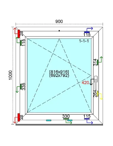 Okno PCV 90x100 cm Rozwierno-Uchylne Trzyszybowe Kömmerling 88 MD