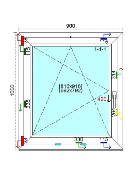 Okno PCV 90x100 cm Rozwierno-Uchylne Trzyszybowe Kömmerling 88 MD