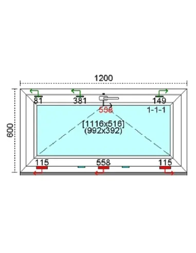 Okno PCV 120x60 cm Uchylne Trzyszybowe Kömmerling 88 MD