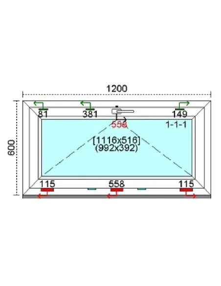 Okno PCV 120x60 cm Uchylne Trzyszybowe Kömmerling 88 MD