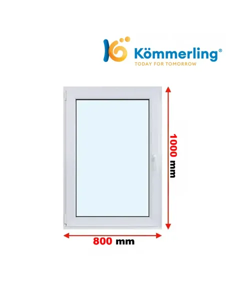 Okno PCV 80x100 cm Rozwierno-Uchylne Trzyszybowe Kömmerling 88 MD