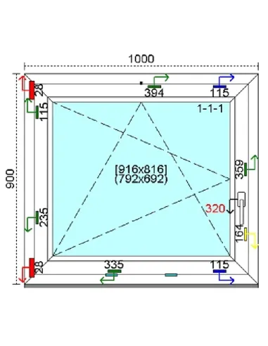 Okno PCV 100x90 cm Rozwierno-Uchylne Trzyszybowe Kömmerling 88 MD