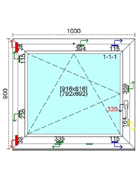 Okno PCV 100x90 cm Rozwierno-Uchylne Trzyszybowe Kömmerling 88 MD
