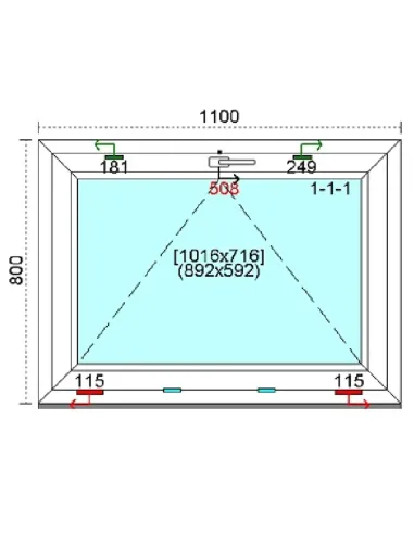 Okno PCV 110x80 cm Uchylne Trzyszybowe Kömmerling 88 MD