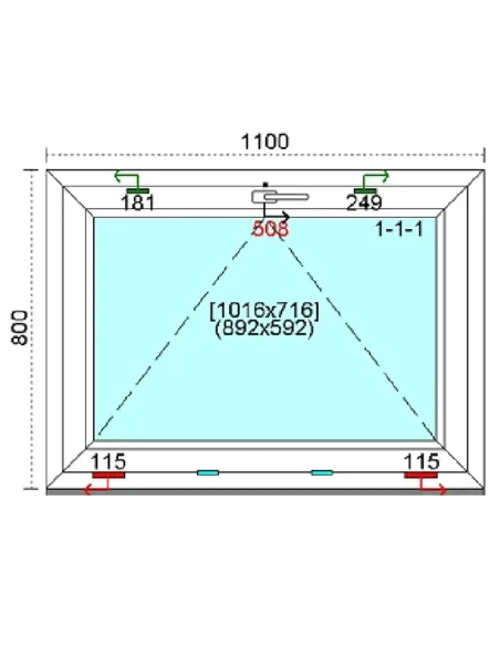 Okno PCV 110x80 cm Uchylne Trzyszybowe Kömmerling 88 MD