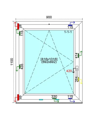Okno PCV 90x110 cm Rozwierno-Uchylne Trzyszybowe Kömmerling 88 MD