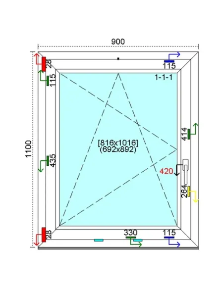Okno PCV 90x110 cm Rozwierno-Uchylne Trzyszybowe Kömmerling 88 MD