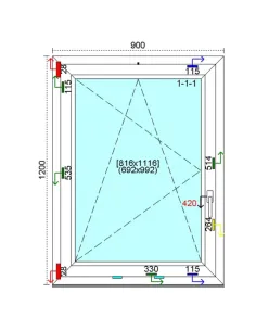 Okno PCV 90x120 cm Rozwierno-Uchylne Trzyszybowe Kömmerling 88 MD 2