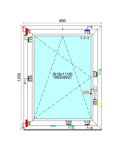 Okno PCV 90x120 cm Rozwierno-Uchylne Trzyszybowe Kömmerling 88 MD