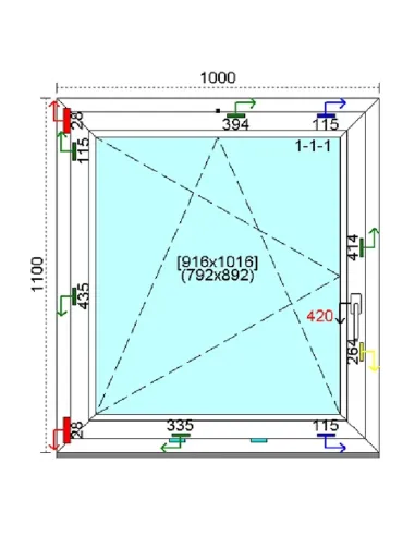 Okno PCV 100x110 cm Rozwierno-Uchylne Trzyszybowe Kömmerling 88 MD