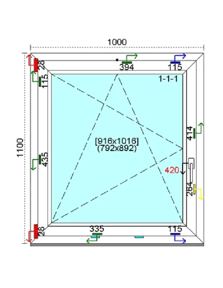 Okno PCV 100x110 cm Rozwierno-Uchylne Trzyszybowe Kömmerling 88 MD