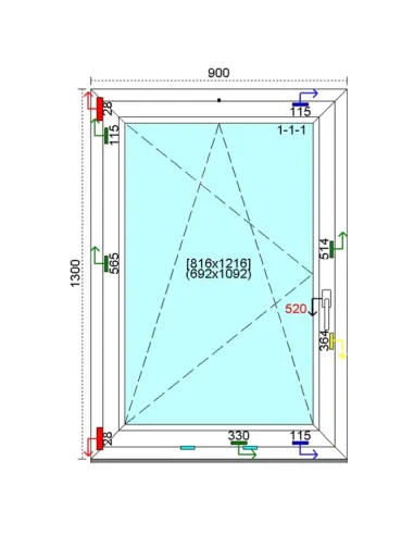 Okno PCV 90x130 cm Rozwierno-Uchylne Trzyszybowe Kömmerling 88 MD