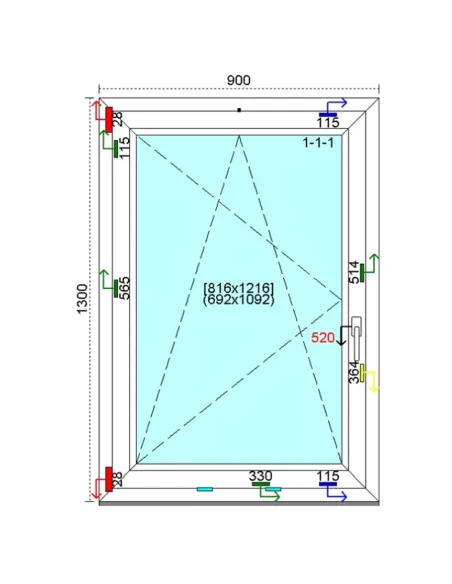 Okno PCV 90x130 cm Rozwierno-Uchylne Trzyszybowe Kömmerling 88 MD