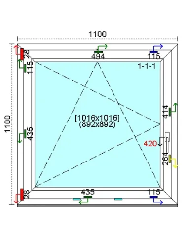 Okno PCV 110x110 cm Rozwierno-Uchylne Trzyszybowe Kömmerling 88 MD