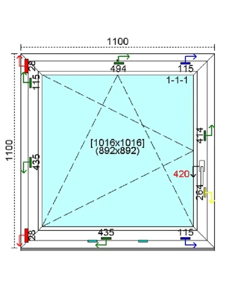 Okno PCV 110x110 cm Rozwierno-Uchylne Trzyszybowe Kömmerling 88 MD