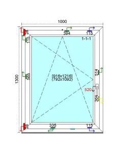 Okno PCV 100x130 cm Rozwierno-Uchylne Trzyszybowe Kömmerling 88 MD 2