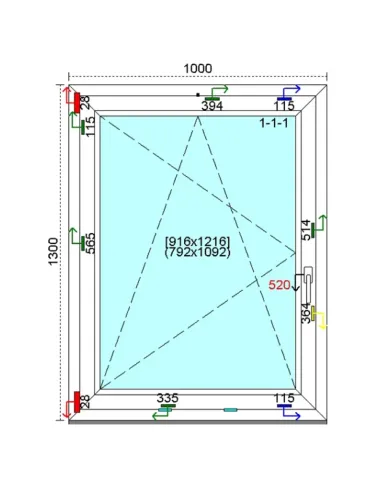 Okno PCV 100x130 cm Rozwierno-Uchylne Trzyszybowe Kömmerling 88 MD